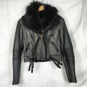 Coalition LA Faux Fur & Faux Leather Vegan Moto Jacket Size XL